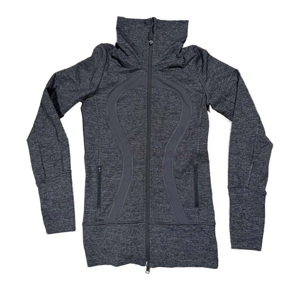 Lululemon In Stride Jacket Heathered Black White Stripe Size 2 Athletica Womens